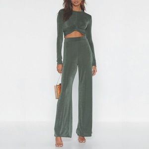 Nasty Gal I'm Knot Kidding Crop Top and Pants Set